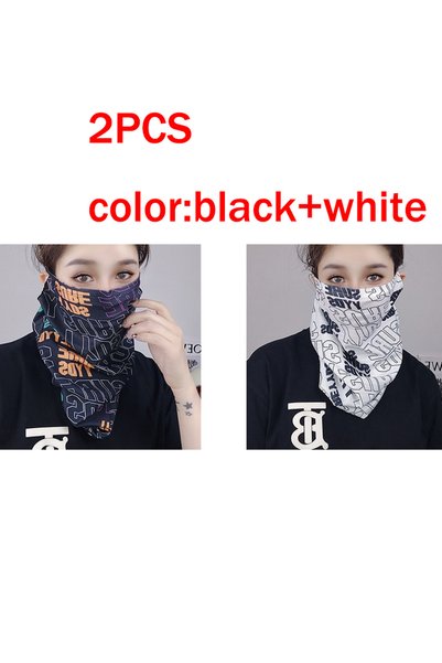 Choice قناع وجه باندانا باللونين الأسود والأبيض 1/2 قطعة، تصميم عصري، قابل لل...
