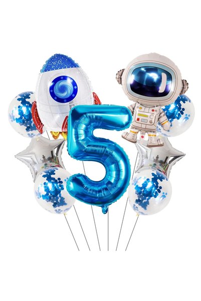 Choice Other 5 Astronaut Space Theme Number Balloon Set for Boys Kids Birthda...
