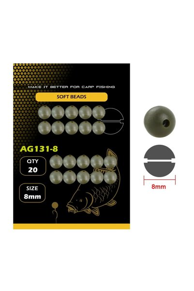 Choice 8mm 20pcs Carp Fishing Rubber Shock Beads Green Soft Rig Beads Fishing...