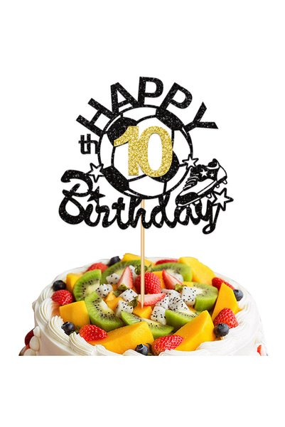 Choice 1pc 10 Soccer Themed Number Happy Birthday Cake Topper for Celebration...