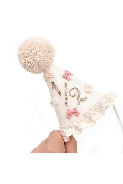 Choice Half a year old Pink Lace Bow Birthday Hat, Main Character Headwear, P...