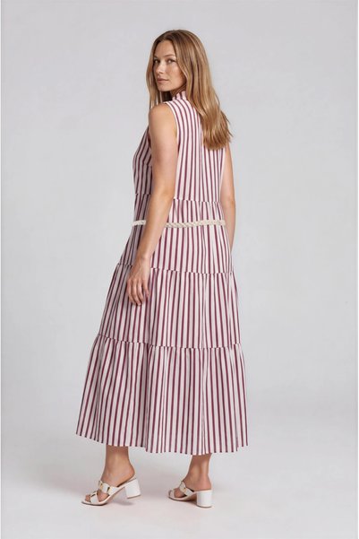 Marilyn Boutique Φόρεμα Ριγέ Αμάνικο Βολάν Τελείωμα
