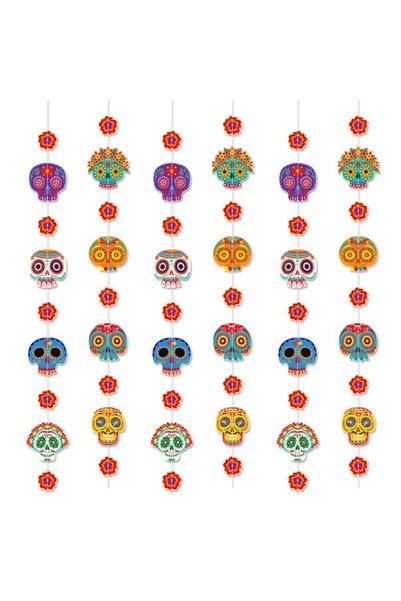 Choice 6pcs Day of the Dead Decorations, Mexican Día de los Muertos Skull Han...