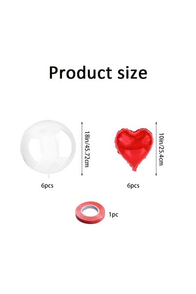 Choice كما هو موضح في الصورة: 6 قطع بالونات شفافة + 6 قطع بالونات على شكل قلب...
