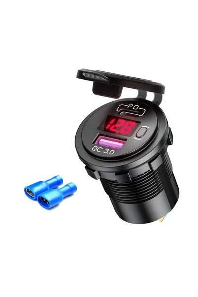 Choice 120R USB C Car Charger Socket 12V/24V Dual USB Socket PD3.0 and QC3.0 ...