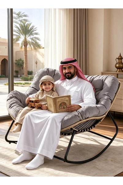 Generic Brand كرسي هزاز كبير الحجم مع وسادة قطنية سميكة للغاية وعالية الارتدا...