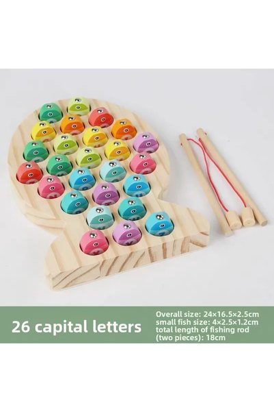Choice letter-2 Kids Wooden Fishing Game Toy Gifts Early Education Alphabet N...