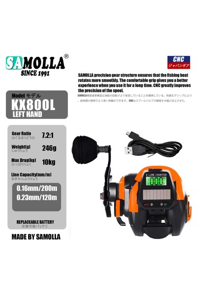 Choice orange SAMOLLA Fishing Reel USB And Solar Charging Electronic Baitcast...