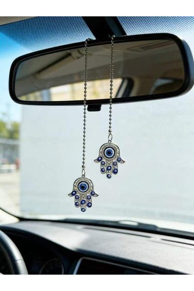 Choice silver 2 Evil Eye Hamsa Hand Car Hanging Key Chain Amulet Good Luck De...