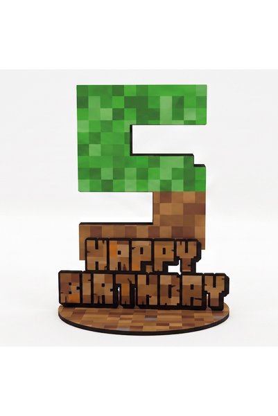 Choice 5 Retro Pixel 1-9th Birthday Wooden Number Sign Theme Birthday Party S...