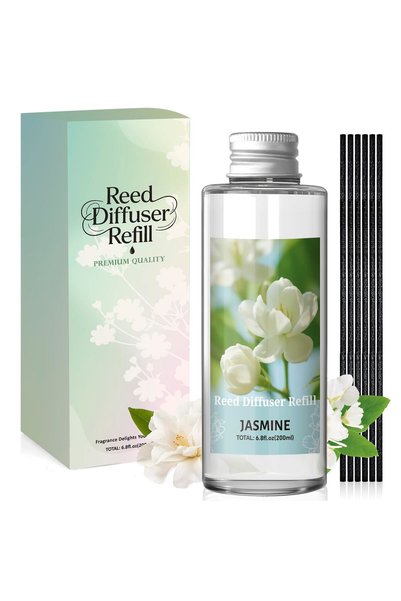 Scentology زيت معطر بالياسمين لإعادة تعبئة ناشر العطر 200 مل مع 6 أعواد