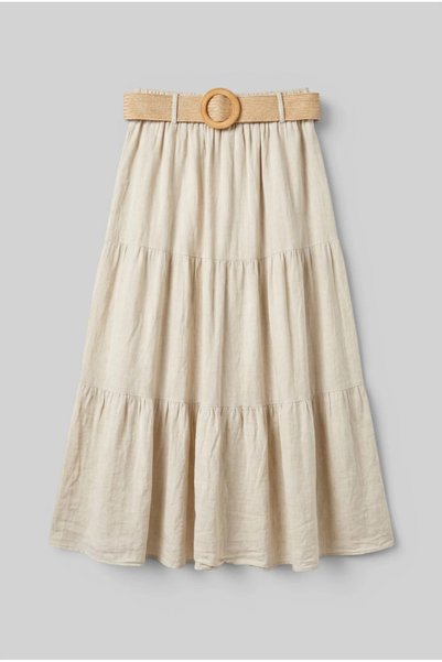 Marilyn Boutique Φούστα Βαμβακερή Ψάθινη Ζώνη