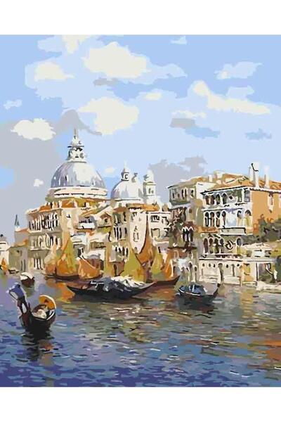 Painting-numbers Set pictura pe numere Oras si barcute 3580, panza pe rama le...