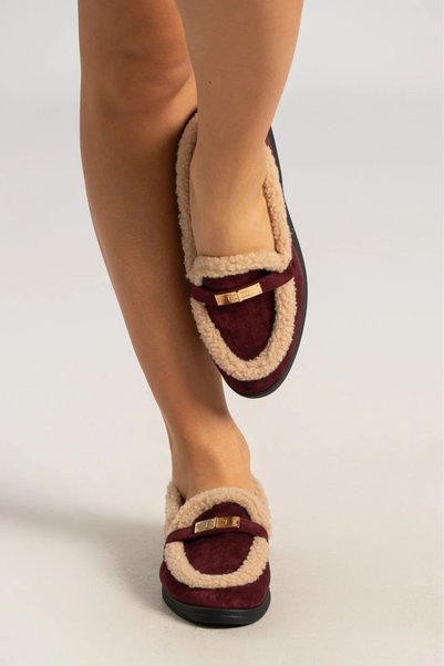 Marilyn Boutique Μοκασίνια Suede Teddy Λεπτομέρεια