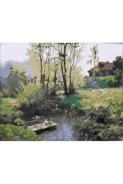 Painting-numbers Set pictura pe numere Peisaj 3384, panza pe rama lemn, 90x12...