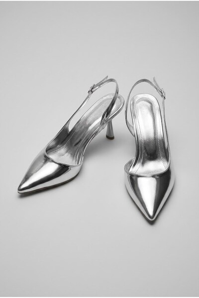 ShoeTek Barila Women's Heeled Shoes, Stiletto Heels, Side Straps, Silver