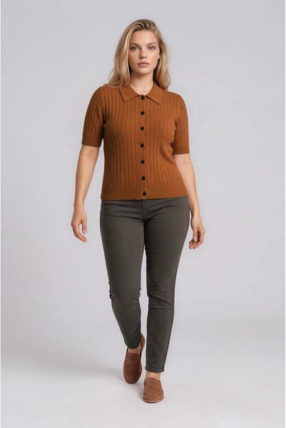 Marilyn Boutique Ζακέτα Κοντομάνικη με Polo Γιακά