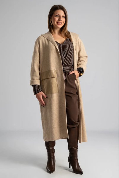 Marilyn Boutique Ζακέτα Νημάτινη Τσέπες Δερματίνη