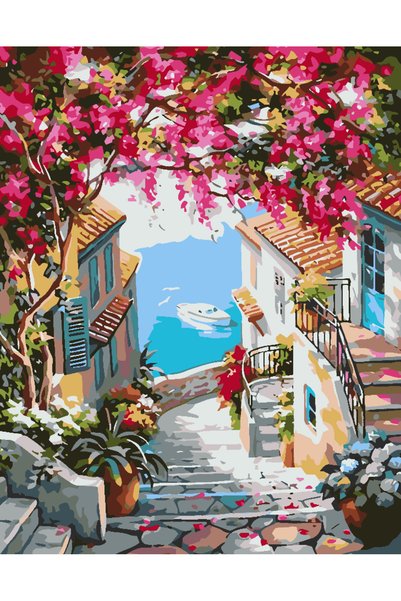 Painting-numbers Set pictura pe numere Peisaj de vara 3590, panza pe rama lem...