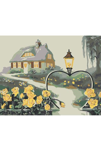 Painting-numbers Set pictura pe numere Peisaj cu trandafiri 3410, panza pe ra...