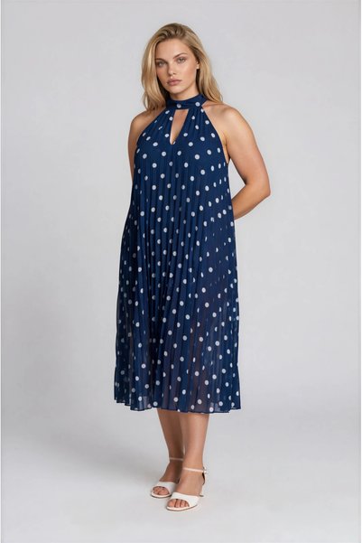 Marilyn Boutique Φόρεμα Πλισέ Halter Λαιμόκοψη Πουά