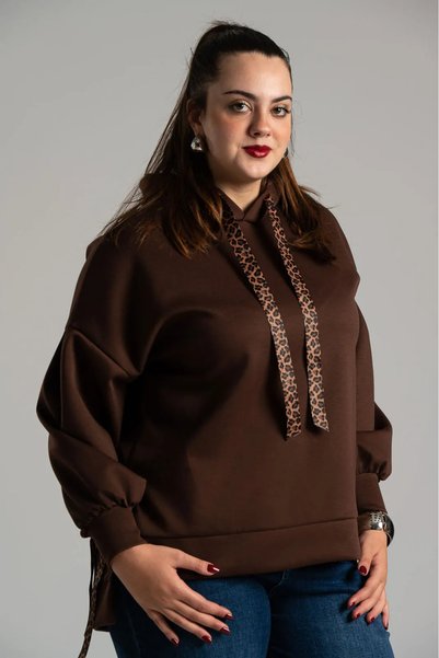 Marilyn Boutique Φούτερ Λεπτομέρειες Leopard Κορδέλα