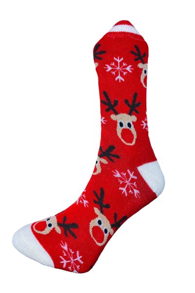 CRACOS Warm Cotton socks with Christmas motifs for women, red, size 36-39, re...