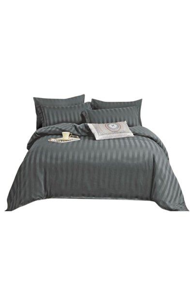 Primavara Lenjerie de pat pentru pat dublu, cu elastic, damasc, 6 piese, pent...