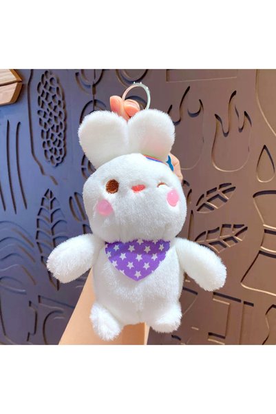 Generic Cartoon cute jade rabbit velvet rainbow rabbit keychain couple school...