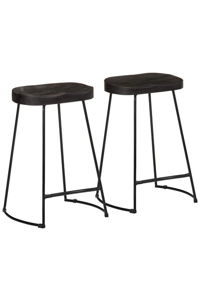 vidaxl Scaune de bar 2 buc Negru 45x40x62 cm lemn masiv de mango