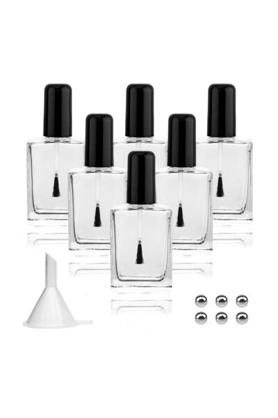 SYOSI 6 Pcs Empty Nail Polish Bottles, 15ml Refillable Square Glass Bottles w...