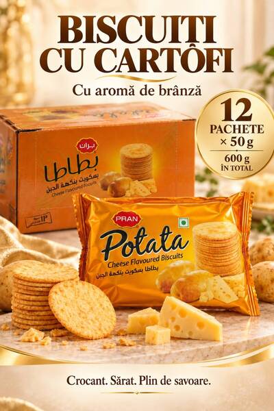 pran Potata – Biscuiți crocanți cu cartofi și aromă de brânză, 12 × 50 g, 600 g