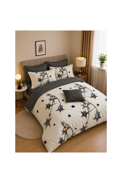 Johny Home Pucioasa Fitted bed linen, 180x200, 6 pieces, 2 people, Star print
