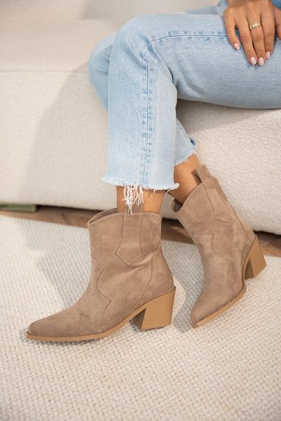 LAMİNTA Carlo Vizon Suede Stylish, Comfortable, With Thick Heel, Western Wome...
