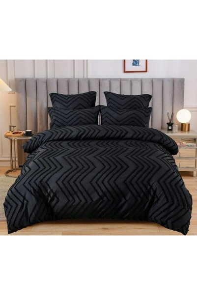 Veluxio Home Lenjerie de pat, Simplă, Finet, Model cu valuri în relief, 6 pie...