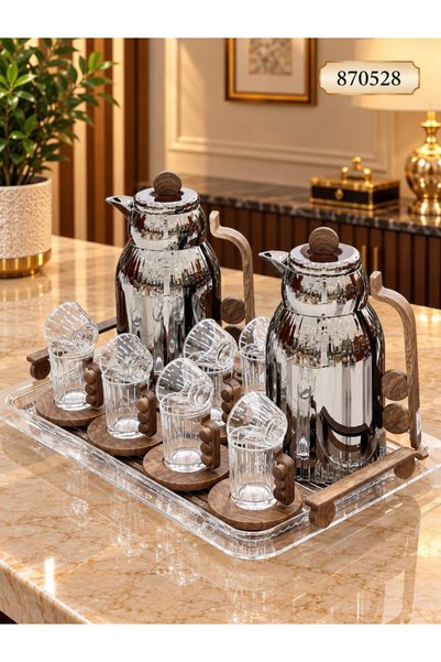Home Saif Trams Elina Set with Wooden Titanium Basin and Pans