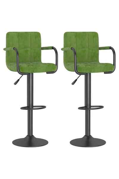 vidaxl Scaune de bar, 2 buc., verde deschis, catifea