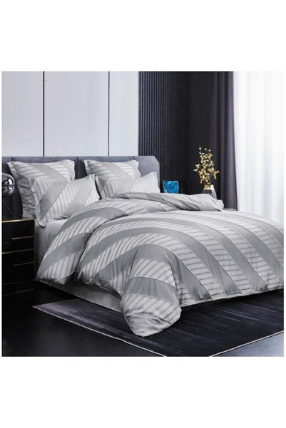 Veluxio Home Bed linen, Grofat Striped Model, Plain, Finet, 6 pieces, 2 perso...