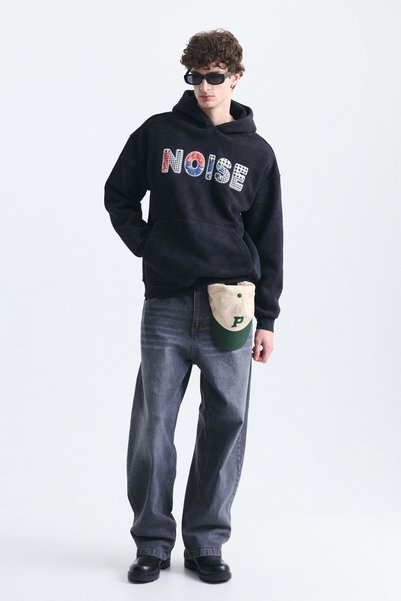 VAMOSCLO Embroidered Oversized Hooded Sweatshirt