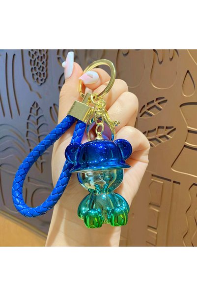 Generic Colorful cartoon gradient fisherman hat bear key chain couple fashion...