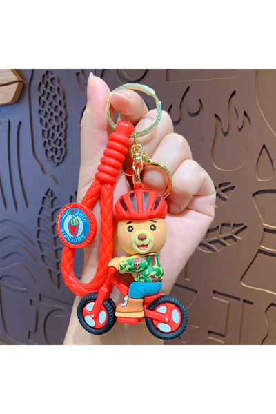 Generic Creative cartoon camouflage bicycle bear key chain ornaments couple c...