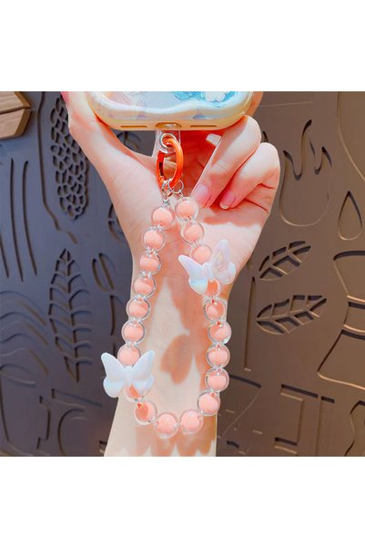Generic Creative Butterfly Beaded Mobile Phone Chain Keychain Bag Pendant Cut...