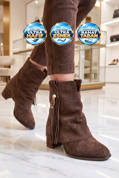 AYAKMOD Women's Thick Heel Boots 659404 Brown