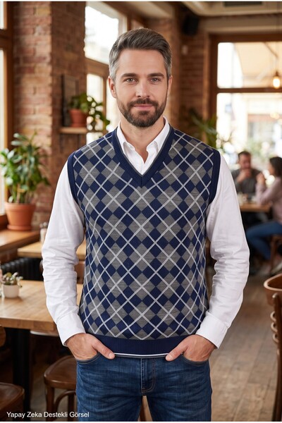Kamalı Men's Non-Pilling, Non-Fuzzing Fabric, Diamond Pattern, Standard Fit, ...