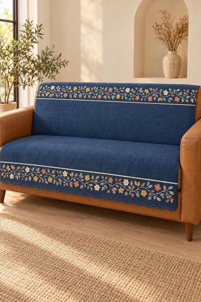 ALANUR Multipurpose Velvet Sofa Cover with Non-Slip Foam Backing, 165x215 cm,...