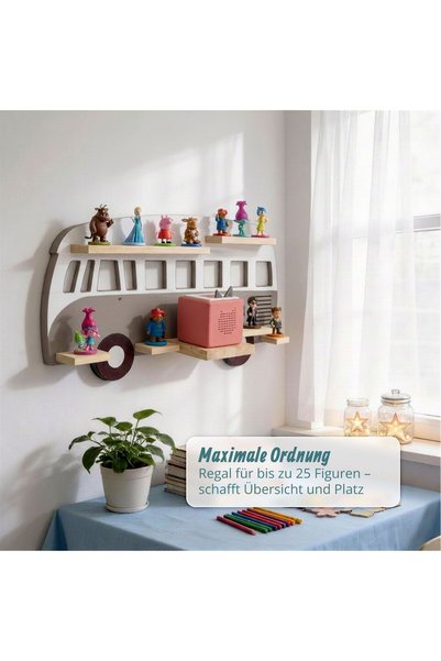 Relaxdays Wall shelf for Toniebox Bus 10053285_111, for 25 figures, MDF and p...
