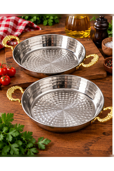 BİODATA Set of 2 Stainless Steel Chrome-Plated Forged Skillets, 20 and 22 cm ...