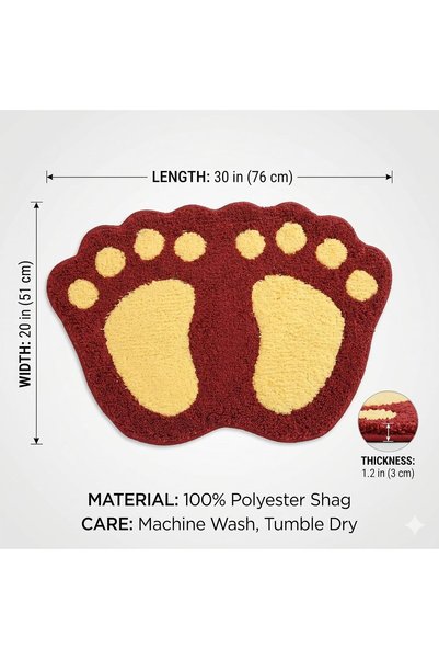 EBREEZZ Long Velvet Absorbent Non-Slip Fiber Bath Mat with Paw Print by Ebree...