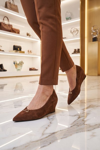 AYAKMOD Women's Heeled Shoes 608442 Brown Suede