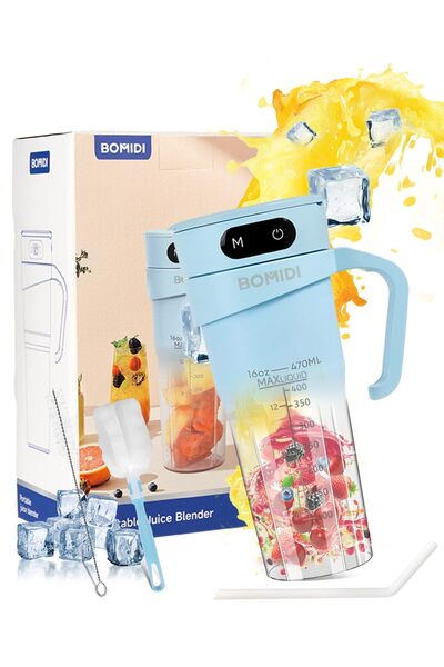BOMIDI Portable Blender, Smoothie Maker with 6-Leaf Stainless Steel Blade, Co...